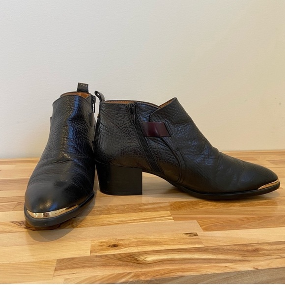 Hispanitas black & maroon brown leather ankle boots side zipper Spain booties 39 - Picture 6 of 13